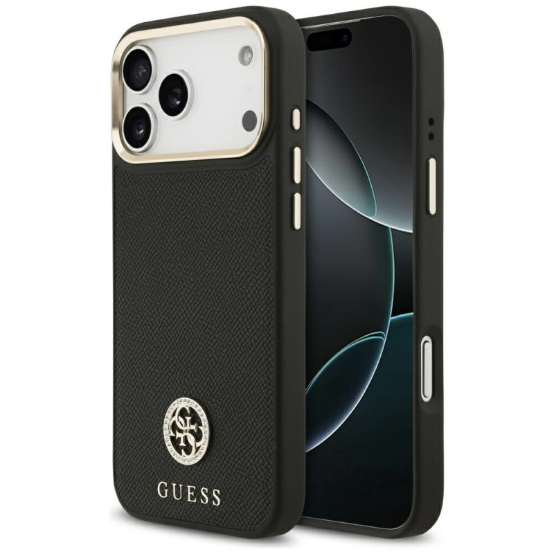 „Guess“ grūdėto Strass logotipo „MagSafe“ dėklas, skirtas „iPhone 17 Pro Max“ – juodas