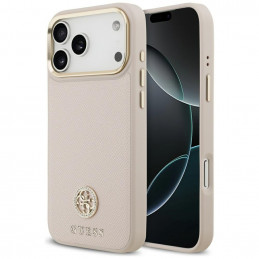 „Guess“ grūdėto Strass logotipo „MagSafe“ dėklas, skirtas „iPhone 17 Pro Max“ – rožinis