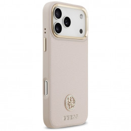 „Guess“ grūdėto Strass logotipo „MagSafe“ dėklas, skirtas „iPhone 17 Pro Max“ – rožinis