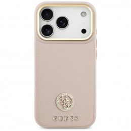 „Guess“ grūdėto Strass logotipo „MagSafe“ dėklas, skirtas „iPhone 17 Pro“ – rožinis