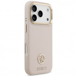 „Guess“ grūdėto Strass logotipo „MagSafe“ dėklas, skirtas „iPhone 17 Pro“ – rožinis