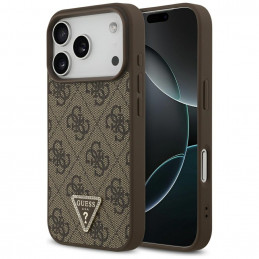 „Guess“ odinis 4G trikampio formos Strass MagSafe dėklas, skirtas iPhone 17 Pro – rudas