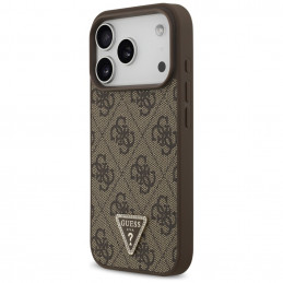 „Guess“ odinis 4G trikampio formos Strass MagSafe dėklas, skirtas iPhone 17 Pro – rudas
