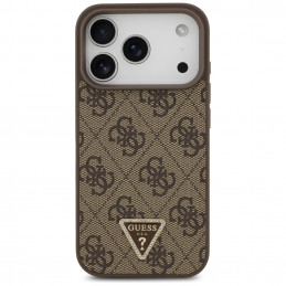 „Guess“ odinis 4G trikampio formos Strass MagSafe dėklas, skirtas iPhone 17 Pro – rudas