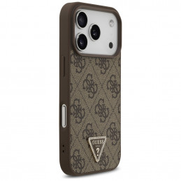 „Guess“ odinis 4G trikampio formos Strass MagSafe dėklas, skirtas iPhone 17 Pro – rudas