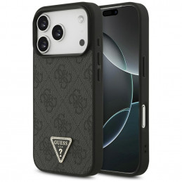 „Guess“ odinis 4G trikampio formos Strass MagSafe dėklas, skirtas iPhone 17 Pro – juodas
