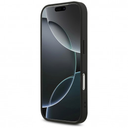„Guess“ odinis 4G trikampio formos Strass MagSafe dėklas, skirtas iPhone 17 Pro – juodas