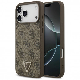 „Guess“ odinis 4G trikampio formos Strass MagSafe dėklas, skirtas iPhone 17 Pro Max – rudas