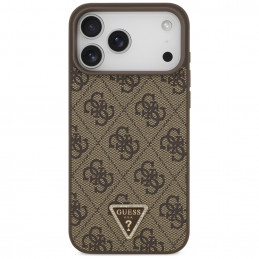 „Guess“ odinis 4G trikampio formos Strass MagSafe dėklas, skirtas iPhone 17 Pro Max – rudas