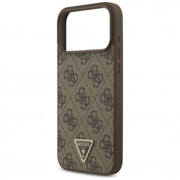„Guess“ odinis 4G trikampio formos Strass MagSafe dėklas, skirtas iPhone 17 Pro Max – rudas