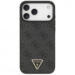 „Guess“ odinis 4G trikampio formos Strass MagSafe dėklas, skirtas iPhone 17 Pro Max – juodas