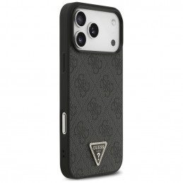 „Guess“ odinis 4G trikampio formos Strass MagSafe dėklas, skirtas iPhone 17 Pro Max – juodas