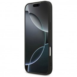 „Guess“ odinis 4G trikampio formos Strass MagSafe dėklas, skirtas iPhone 17 Pro Max – juodas