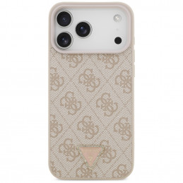 „Guess“ odinis 4G trikampio formos Strass MagSafe dėklas, skirtas iPhone 17 Pro Max – rožinis