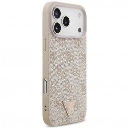 „Guess“ odinis 4G trikampio formos Strass MagSafe dėklas, skirtas iPhone 17 Pro Max – rožinis