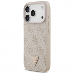 „Guess“ odinis 4G trikampio formos Strass MagSafe dėklas, skirtas iPhone 17 Pro – rožinis