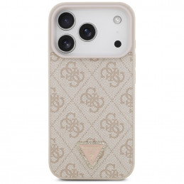 „Guess“ odinis 4G trikampio formos Strass MagSafe dėklas, skirtas iPhone 17 Pro – rožinis