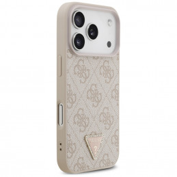 „Guess“ odinis 4G trikampio formos Strass MagSafe dėklas, skirtas iPhone 17 Pro – rožinis
