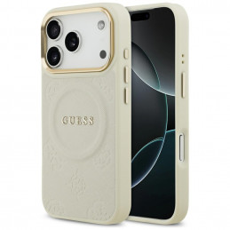 „Guess Peony Hot Stamp MagSafe“ dėklas, skirtas „iPhone 17 Pro“ – smėlio spalvos