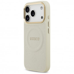 „Guess Peony Hot Stamp MagSafe“ dėklas, skirtas „iPhone 17 Pro“ – smėlio spalvos