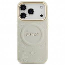 „Guess Peony Hot Stamp MagSafe“ dėklas, skirtas „iPhone 17 Pro“ – smėlio spalvos
