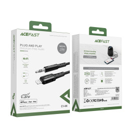 Acefast MFI Lightning garso laidas - 3,5 mm mini lizdas (vyriškas) 1,2 m, AUX juodas (C1-06 juodas)
