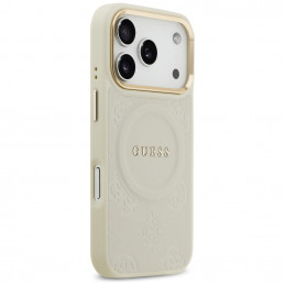 „Guess Peony Hot Stamp MagSafe“ dėklas, skirtas „iPhone 17 Pro“ – smėlio spalvos
