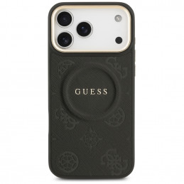 „Guess Peony Hot Stamp MagSafe“ dėklas, skirtas „iPhone 17 Pro Max“ – juodas