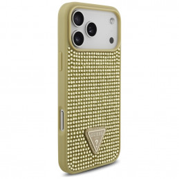 „Guess“ „Rhinestone Triangle“ logotipo dėklas, skirtas iPhone 17 Pro Max – auksinis