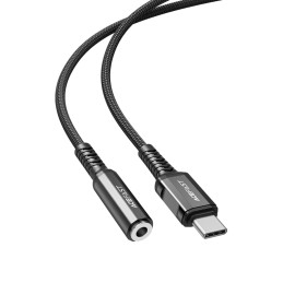 Acefast garso kabelis USB Type C - 3,5 mm mini lizdas (moteriškas) 18cm, DAC, AUX juodas (C1-07 juodas)