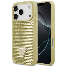 „Guess“ „Rhinestone Triangle Logo iPhone 17 Pro“ dėklas – auksinis