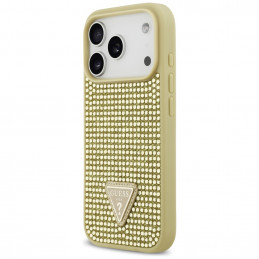 „Guess“ „Rhinestone Triangle Logo iPhone 17 Pro“ dėklas – auksinis