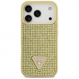 „Guess“ „Rhinestone Triangle Logo iPhone 17 Pro“ dėklas – auksinis