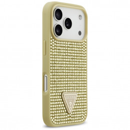 „Guess“ „Rhinestone Triangle Logo iPhone 17 Pro“ dėklas – auksinis