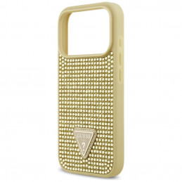 „Guess“ „Rhinestone Triangle Logo iPhone 17 Pro“ dėklas – auksinis