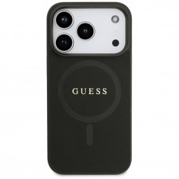 „Guess Saffiano Classic Logo MagSafe“ dėklas, skirtas „iPhone 17 Pro“ – juodas