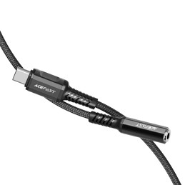 Acefast garso kabelis USB Type C - 3,5 mm mini lizdas (moteriškas) 18cm, DAC, AUX juodas (C1-07 juodas)
