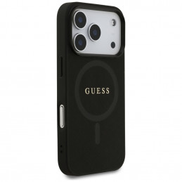 „Guess Saffiano Classic Logo MagSafe“ dėklas, skirtas „iPhone 17 Pro“ – juodas