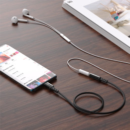 Acefast garso kabelis USB Type C - 3,5 mm mini lizdas (moteriškas) 18cm, DAC, AUX juodas (C1-07 juodas)