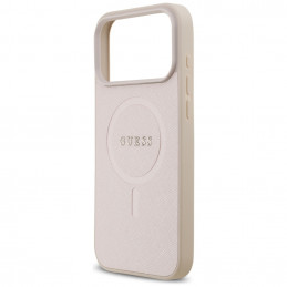 „Guess Saffiano Classic Logo MagSafe“ dėklas, skirtas „iPhone 17 Pro Max“ – rožinis