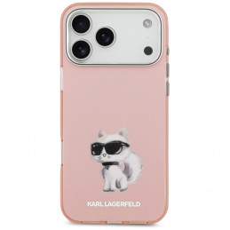 „Karl Lagerfeld IML Aquarelle Choupette & Logo MagSafe“ dėklas, skirtas „iPhone 17 Pro Max“ – rožinis