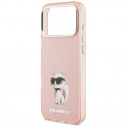 „Karl Lagerfeld IML Aquarelle Choupette & Logo MagSafe“ dėklas, skirtas „iPhone 17 Pro Max“ – rožinis
