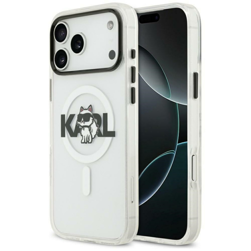 Karl Lagerfeld IML Choupette Sketch Logo MagSafe iPhone 17 dėklas – skaidrus
