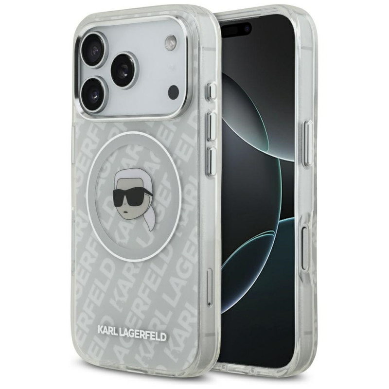 „Karl Lagerfeld IML“ „Karl Head“ logotipo „MagSafe“ dėklas, skirtas „iPhone 17 Pro“ – pilkas