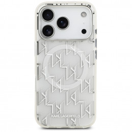 „Karl Lagerfeld IML KL Monogram MagSafe“ dėklas, skirtas „iPhone 17 Pro“ – baltas