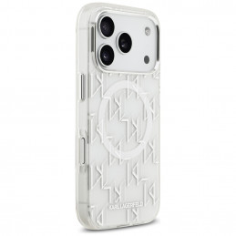 „Karl Lagerfeld IML KL Monogram MagSafe“ dėklas, skirtas „iPhone 17 Pro“ – baltas