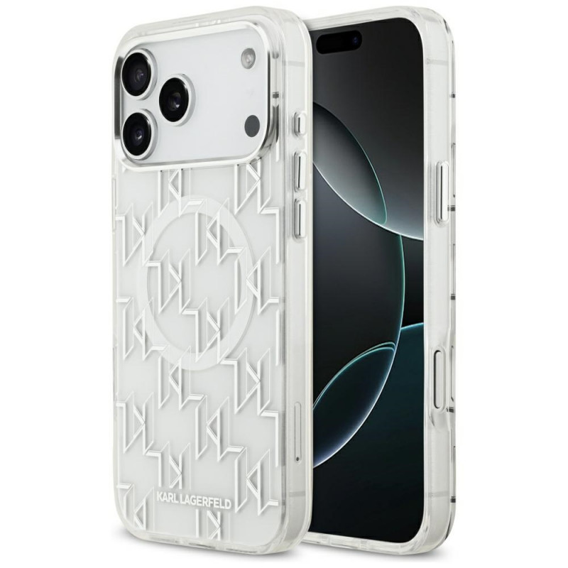 „Karl Lagerfeld IML KL Monogram MagSafe“ dėklas, skirtas „iPhone 17 Pro Max“ – baltas