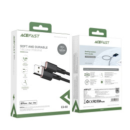 Acefast MFI USB – žaibo kabelis 1,2 m, 2,4 A juodas (C2-02 juodas)