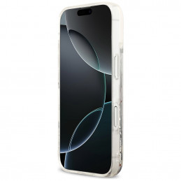 „Karl Lagerfeld“ skysto blizgučio „Choupette“ logotipo „MagSafe“ dėklas, skirtas „iPhone 17“ – skaidrus