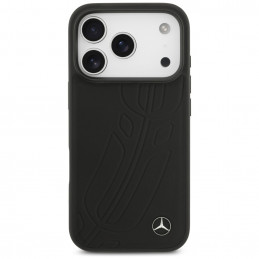 „Mercedes“ odinis didelis lauro lapo rašto „MagSafe“ dėklas, skirtas „iPhone 17 Pro“ – juodas